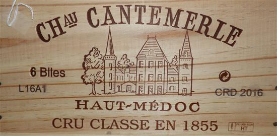 A case of six Chateau Cantemerle Haut Medoc wine, 2016